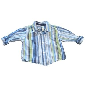 George Blue And Green Button Down Shirt With Classic Collar Size 6-9 Months.